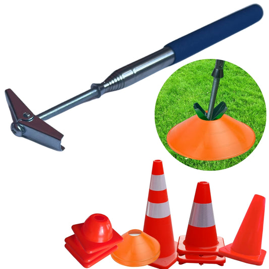 Versatyle Easy Cone Pickup Stick | Retractable Cone Picker Upper for Sports, Traffic and Outdoor Cones | Works with Most Cones and Motorcycle Cones (Small 40in Long, 0.6-1.2in Cone Hole)