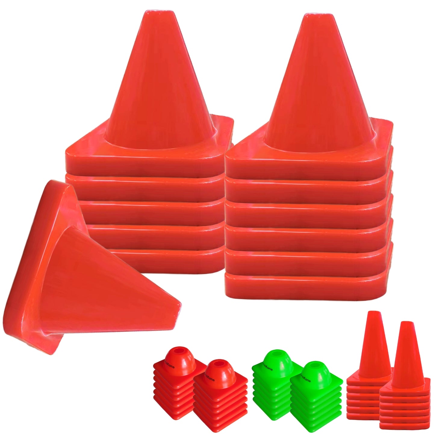 Versatyle 12in / 9in / 6in / 2in Set of 12 Heavy Duty Agility Training Cones for Sports & Kids, KamelKone Flexible Heavy Duty Cones for Bikes, Motorcycle Traffic, Soccer Drills Coaching & Field Marker