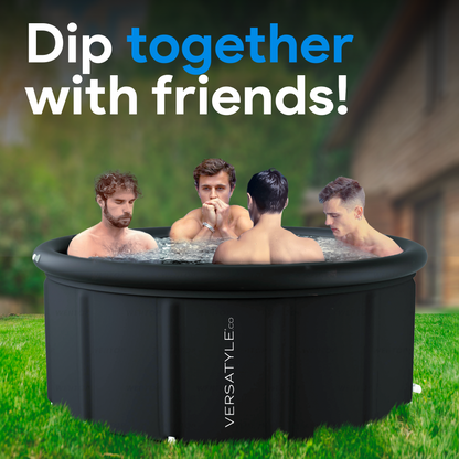 XXL Group Ice Bath Tub, Portable & Inflatable Outdoor Cold Plunge Tub for Athletes Recovery and Cold Water Therapy with Protective Cover, Drain Pipe, Pump, and Repair Patch By Versatyle