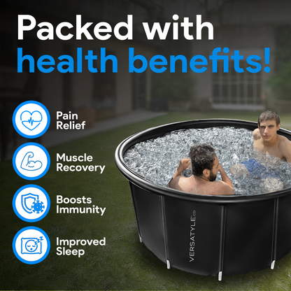 XXL Group Ice Bath Tub, Portable & Inflatable Outdoor Cold Plunge Tub for Athletes Recovery and Cold Water Therapy with Protective Cover, Drain Pipe, Pump, and Repair Patch By Versatyle