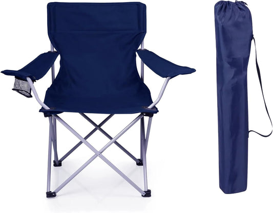 Versatyle Set of 4 Heavy Duty Folding Camping Chairs, Portable Outdoor Chairs Ideal for Travel, Beach, and Lawn - Foldable Chair Supports 300lbs Collapsible Chair with Storage Bag (Blue)