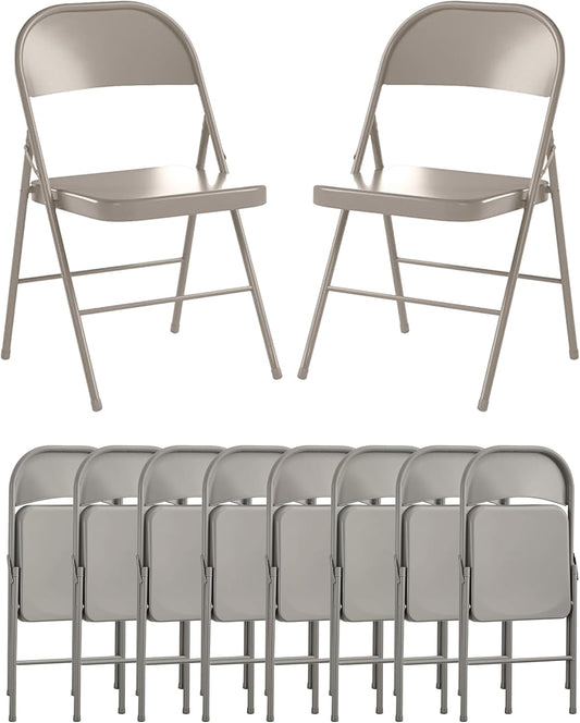 Versatyle 10 Pack Metal Folding Chair, Portable Indoor & Outdoor Stackable Chairs for Dinner, Wedding, Picnic, Parties, Beach, Camping Chairs with Heavy-Duty Steel Frame