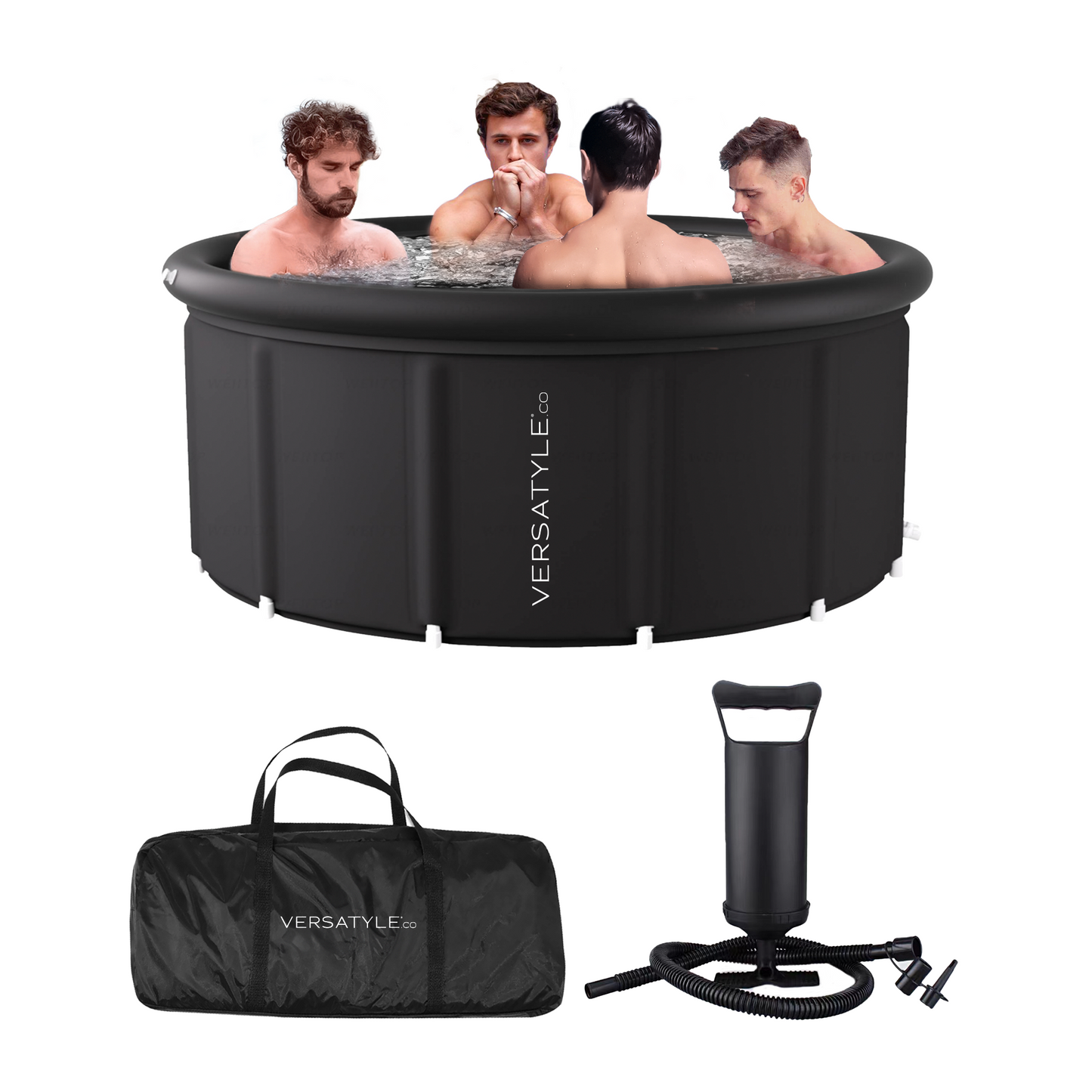 XXL Group Ice Bath Tub, Portable & Inflatable Outdoor Cold Plunge Tub for Athletes Recovery and Cold Water Therapy with Protective Cover, Drain Pipe, Pump, and Repair Patch By Versatyle