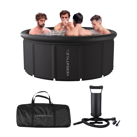 Group Ice Bath Tub, Portable & Inflatable Outdoor Ice Plunge Tub for Athletes Recovery and Cold Water Therapy with Protective Cover, Drain Pipe, Pump, and Repair Patch By Versatyle