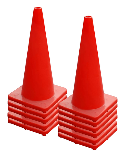 Versatyle Set of 12 Heavy Duty Agility Training Cones for Sports & Kids, KamelKone Flexible Heavy Duty Cones for Bikes, Motorcycle Traffic, Soccer Drills Coaching & Field Marker