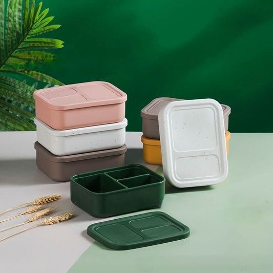 Versatyle Platinum Silicone Bento Box, Leak Proof Lunch Box with 3 Removable Compartments, Container Snack Box, Microwave, Freezer and Dishwasher Safe