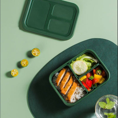 Versatyle Platinum Silicone Bento Box, Leak Proof Lunch Box with 3 Removable Compartments, Container Snack Box, Microwave, Freezer and Dishwasher Safe