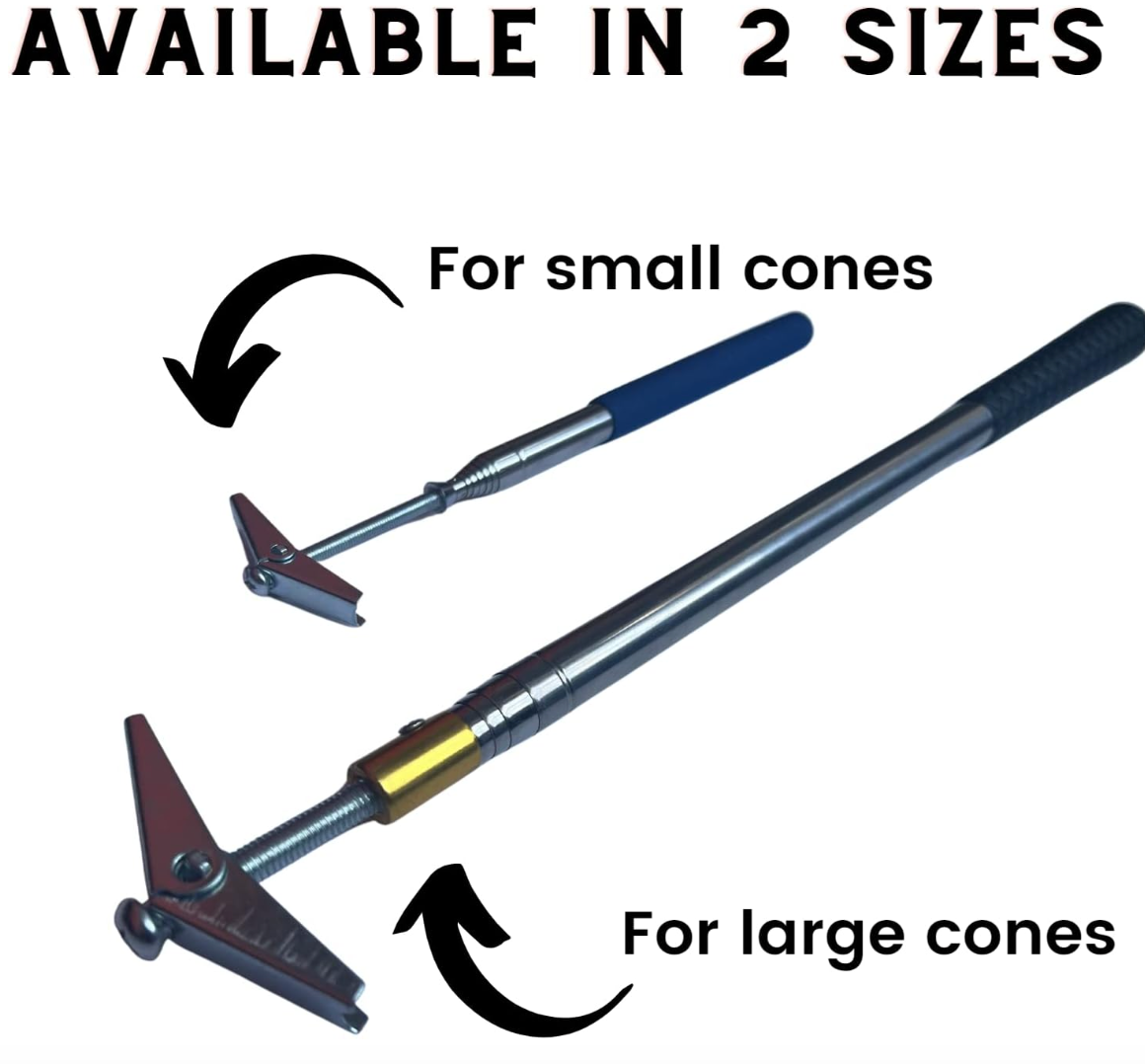 Versatyle Easy Cone Pickup Stick | Retractable Cone Picker Upper for Sports, Traffic and Outdoor Cones | Works with Most Cones and Motorcycle Cones