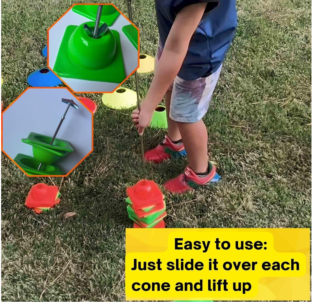 Versatyle Easy Cone Pickup Stick | Retractable Cone Picker Upper for Sports, Traffic and Outdoor Cones | Works with Most Cones and Motorcycle Cones