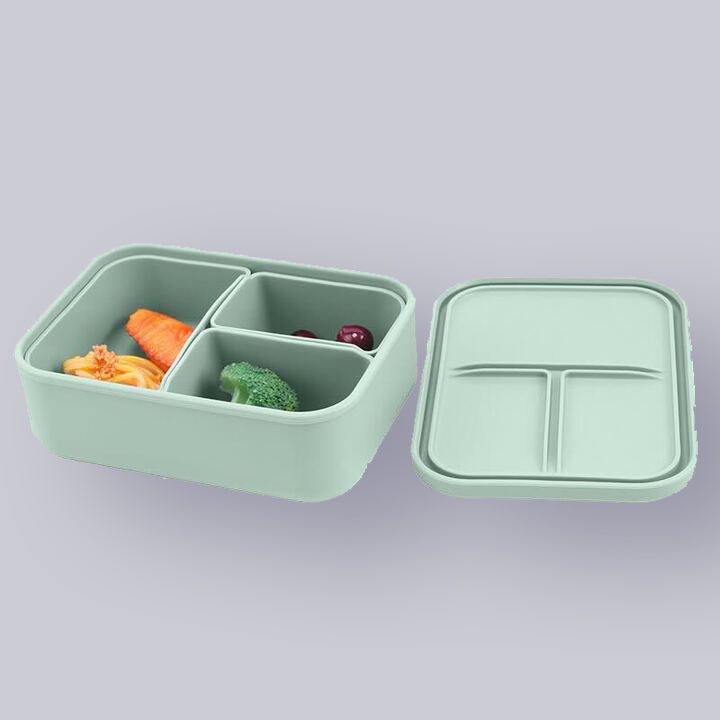 Versatyle Platinum Silicone Bento Box, Leak Proof Lunch Box with 3 Removable Compartments, Container Snack Box, Microwave, Freezer and Dishwasher Safe